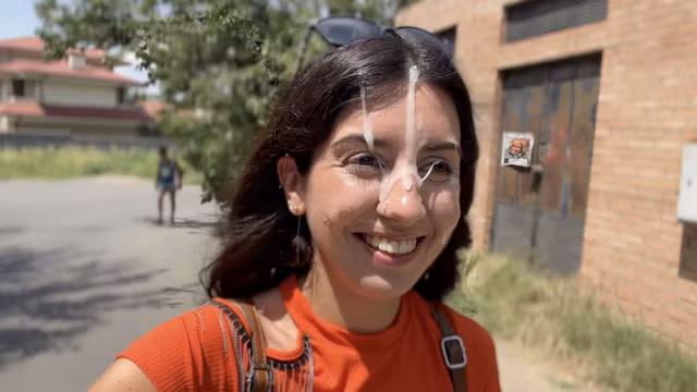 Crazy girl sucking dick in the bushes – huge facial public cumwalk