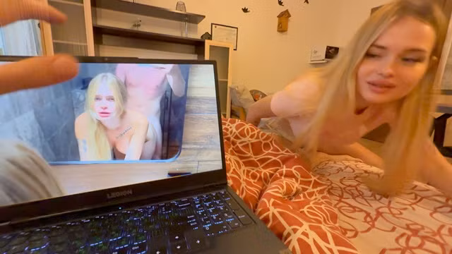 Stepsister caught her brother watching porn